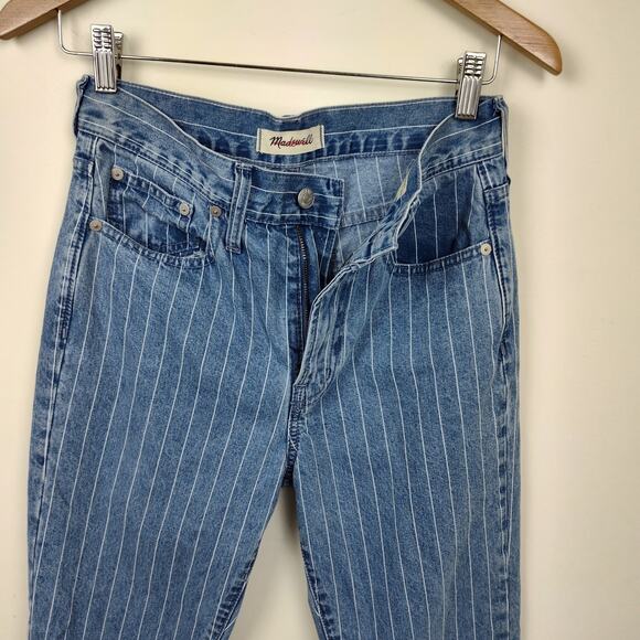 MADEWELL THE PERFECT VINTAGE CROP JEAN WOMEN 26 RETRO STRIPED BLUE WHITE DENIM - Picture 5 of 15